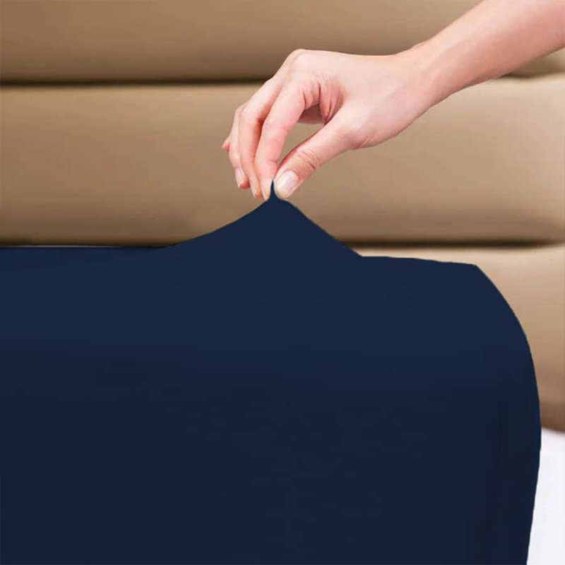 Aurelian 100% Cotton Percale Fitted Sheet, King, Navy