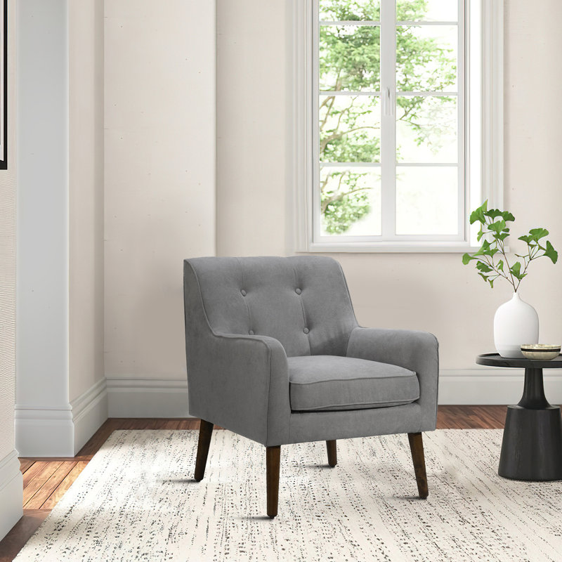 Velvet Armchair, Light Gray