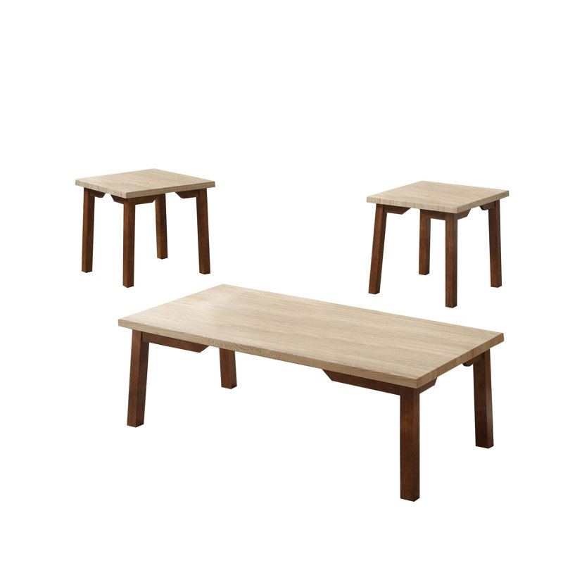 Ensemble de 3 tables basses et 2 tables de bout rectangulaires, Beige/brun