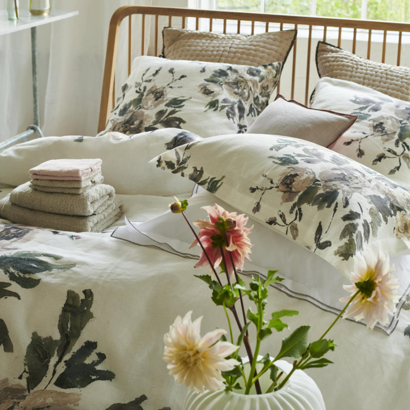 Shanghai Garden Ecru Duvet Cover, Queen Duvet Cover