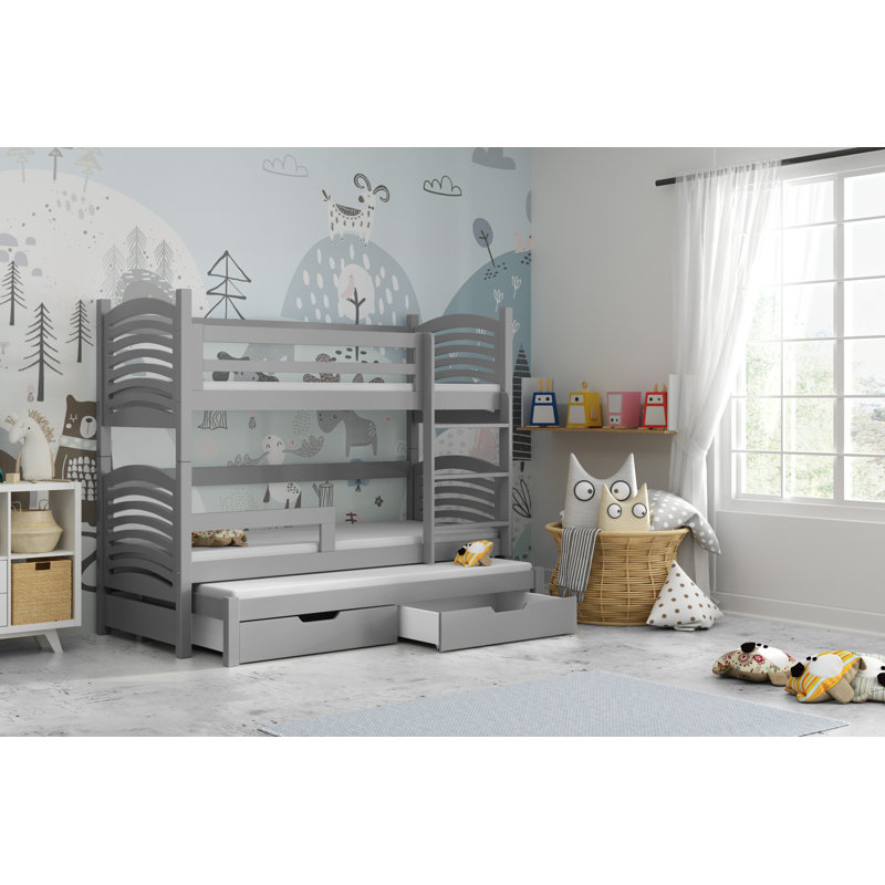 Beldegg Kids Bunk Bed and Mattress by Harriet Bee, Grey
