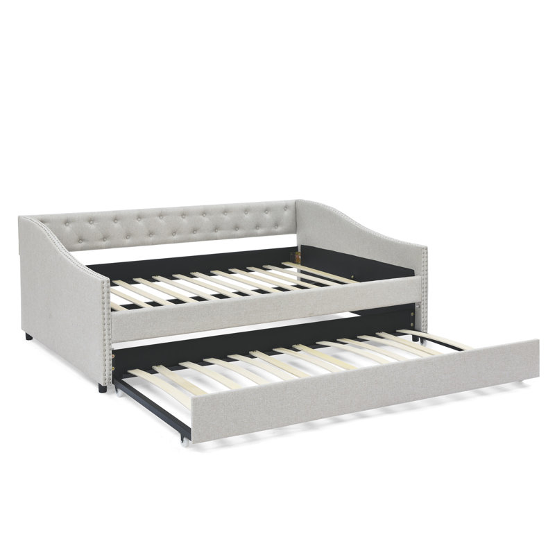 Lit tapissier Janalle, Simple, Beige