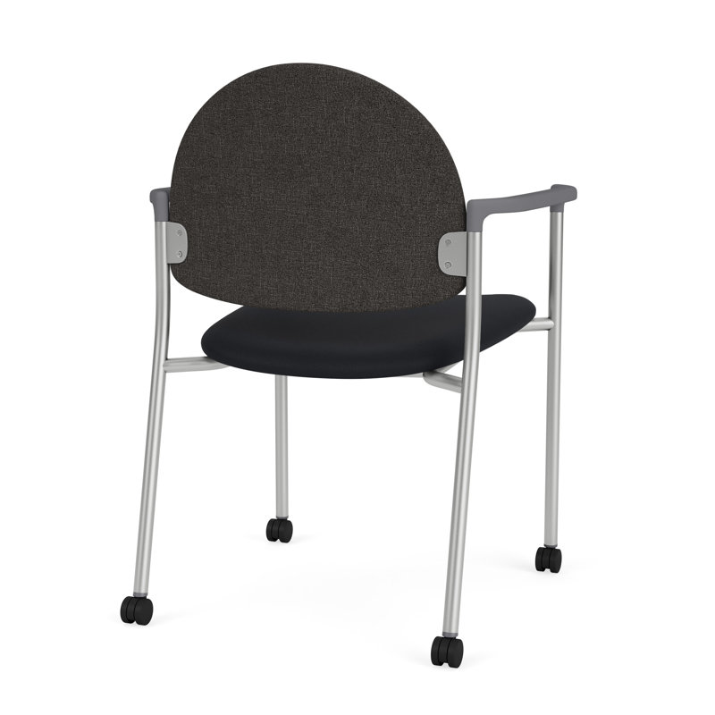 Chaise d'invité à chat avec roulettes, Argent, Modena Black / Archetype Smoke