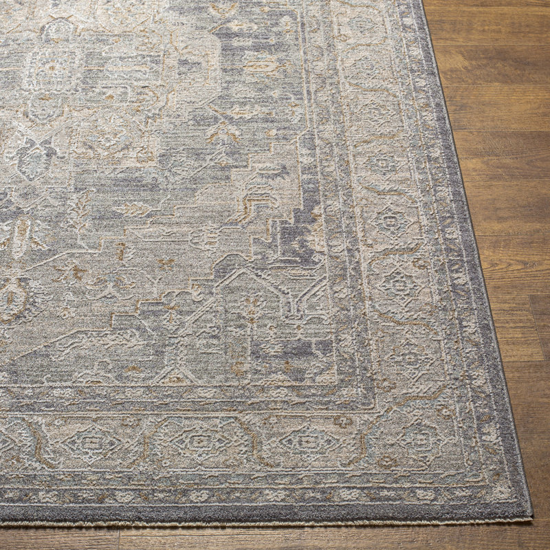 Conlan Oriental Blue/Gray Area Rug, Rectangle 9' x 12'