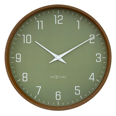Modern Wall Clock, Silent, 12-Inch Wood-Tone Frame-“LYRA”