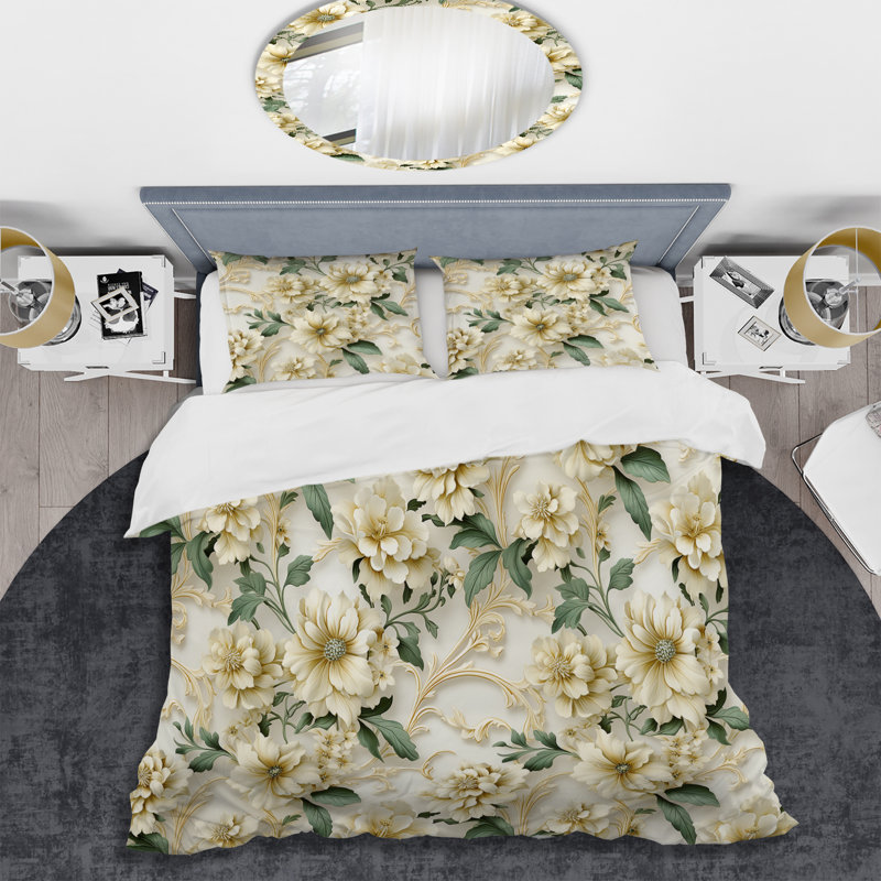 Ensemble de housse de couette en dentelle rétro, Housse de couette simple + 1 taie décorative stan
