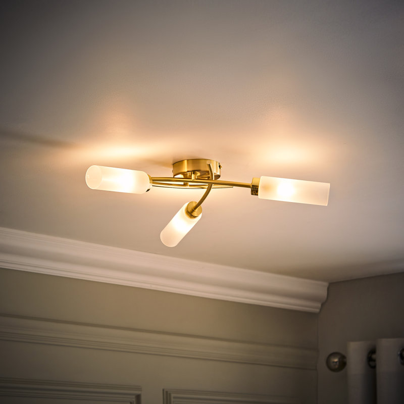 Abrianne Glass Semi Flush Mount, Brushed Gold, No