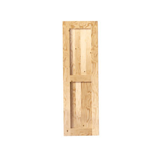 Lubann 32 in. x 84 in. Ready-To-Assemble British Brace Hardwood Knotty Alder Interior Barn Door Slab, Natural wood/unfinished