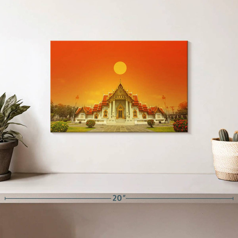 Soleil sur le temple de marbre, H 8 po x l 12 po
