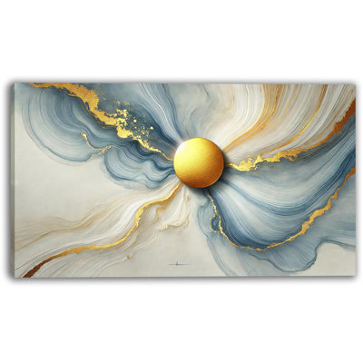 Celestial Gold Burst - Abstract Flowing Sun Print Canvas Wall Art