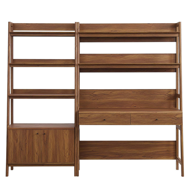 Bixby Walnut 2-Piece Office Desk and Bookshelf Set