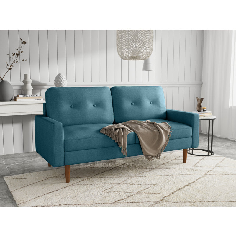 Marchant 70" Chenille Square Arm Sofa, Light Blue