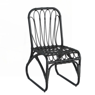 Outdoor PE Wicker Dining Chairs with Washable Cushion Set of 2