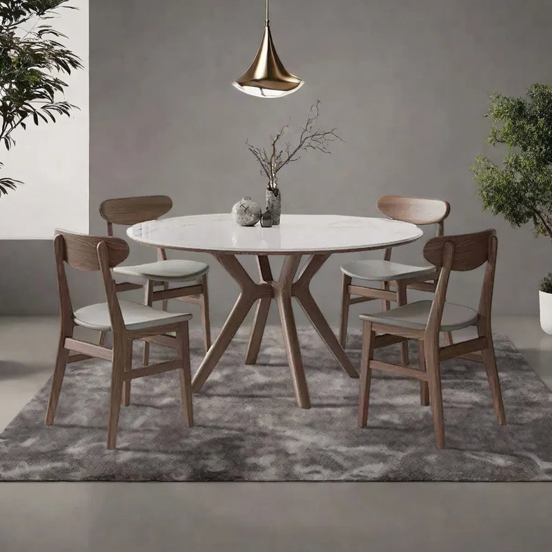 Nordic simple round dining table, 29.53"H x 47.24"L x 47.24"W
