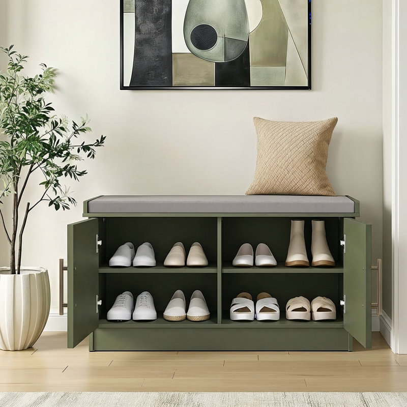 2 Door Storage Bench, Kale Green