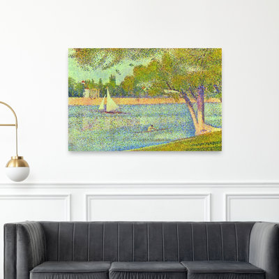 Banks Of Seine Classic Traditional Abstract Beach City Wall Art Print by Georges Seurat - Wrapped Canvas Print