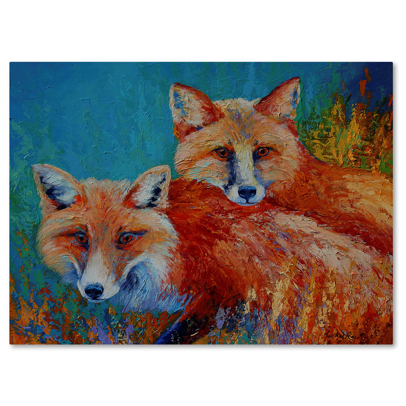 «Red Foxes» par Kucera, reproduction sur toile tendue, H 14 po x l 19 po