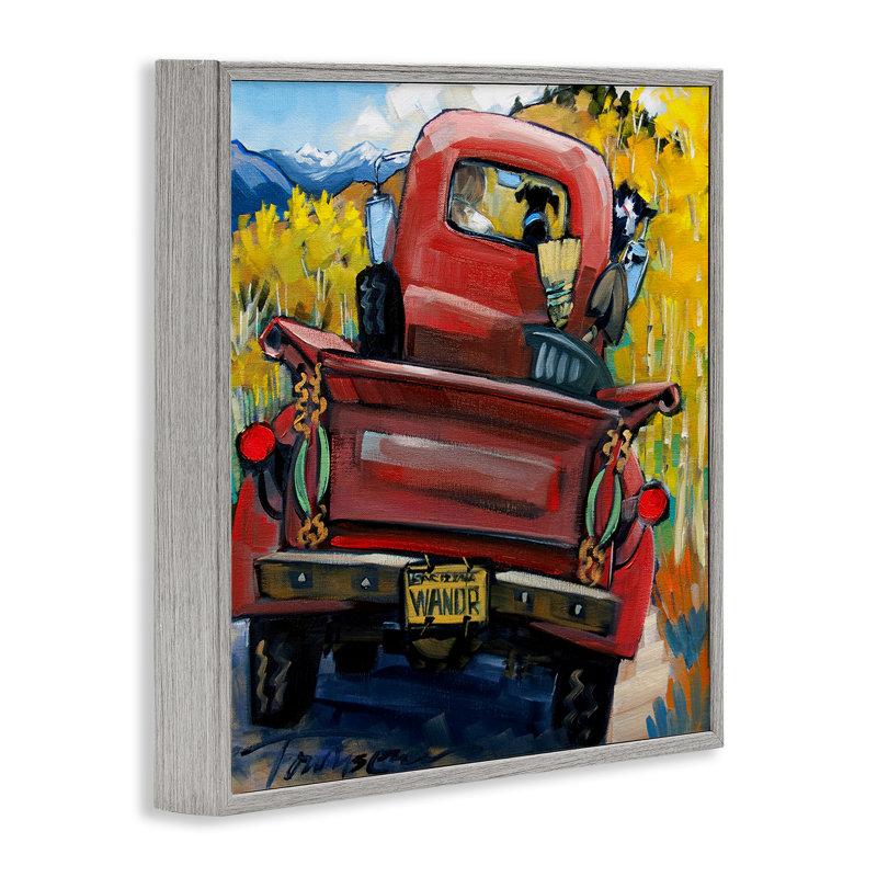 Giclée encadrée «Wander Truck Through Wheat Grass» par CR Townsend, 12 x 12, Farmhouse Grey Giclee Framed