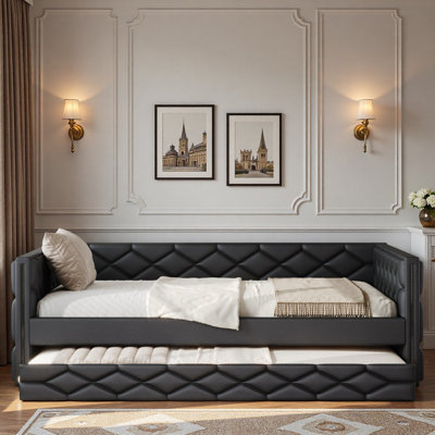 Upholstered Daybed With Trundle And Led