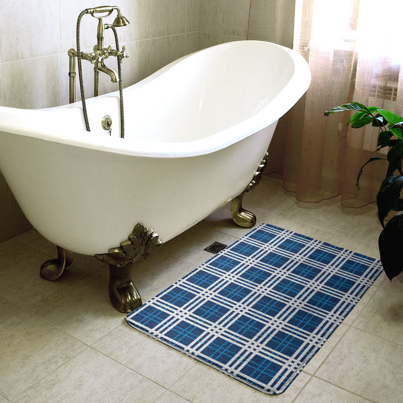 Tapis pour salle de bain Philadelphia, l 21 po x L 34 po, Bleu / blanc