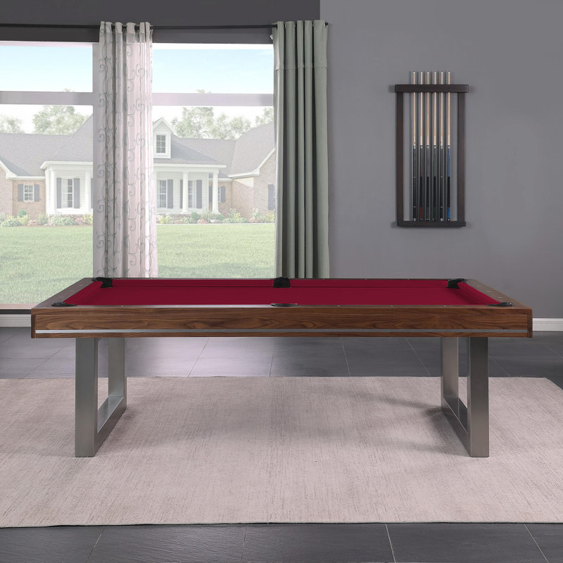 Table de billard en bois massif avec plateau de salle à manger Harmony, Bourgogne, 7', Noyer naturel