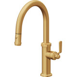 Pull-Down Kitchen Faucet With Button Sprayer - Low Arc Spout