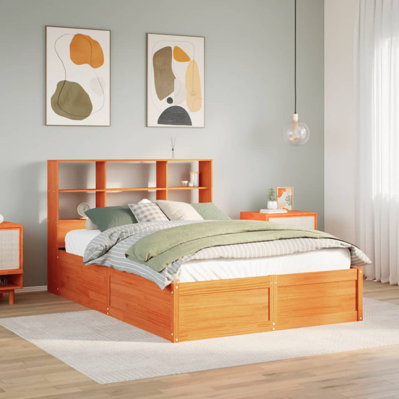 Storage Bed, Wax Brown, European Kingsize (160 x 200 cm)