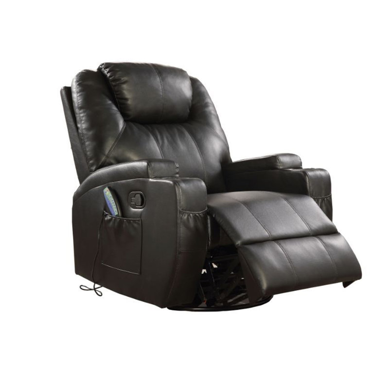 Faux Leather Power Recliner, Black Faux Leather