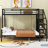 Twin over Full Size Metal Bunk Bed with Storage Staircase and Open Wardrobe,-231154599