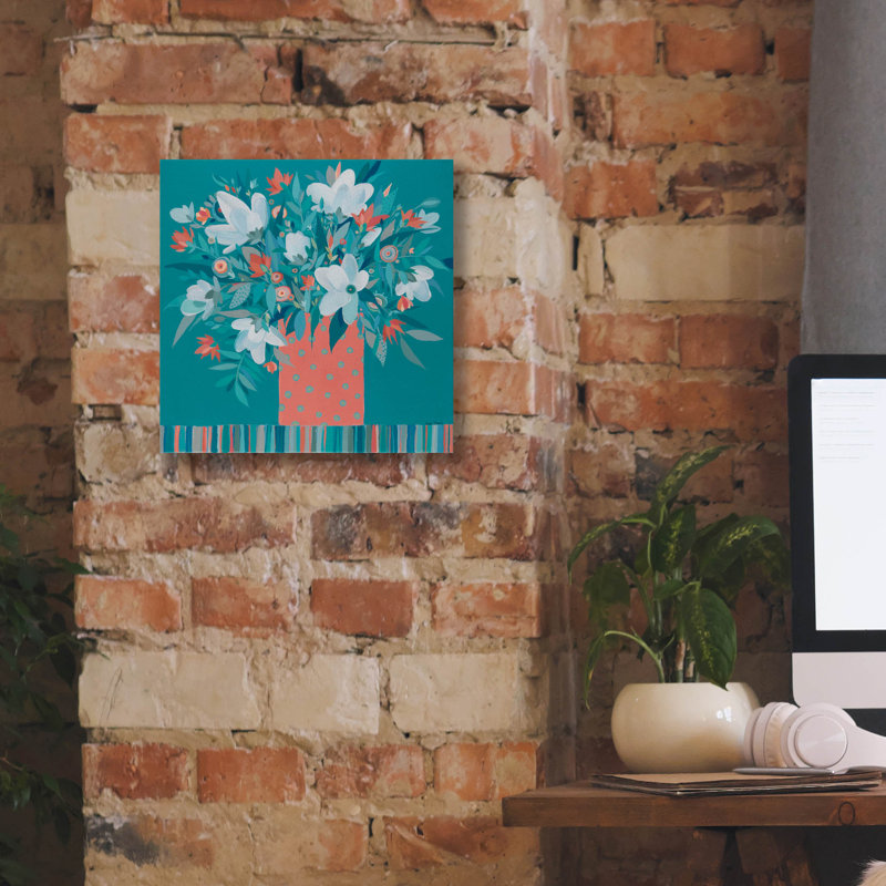  «Vase de fleurs» par Sue Davis, art mural sur toile, 12 po x 12 po, H 12 po x l 12 po