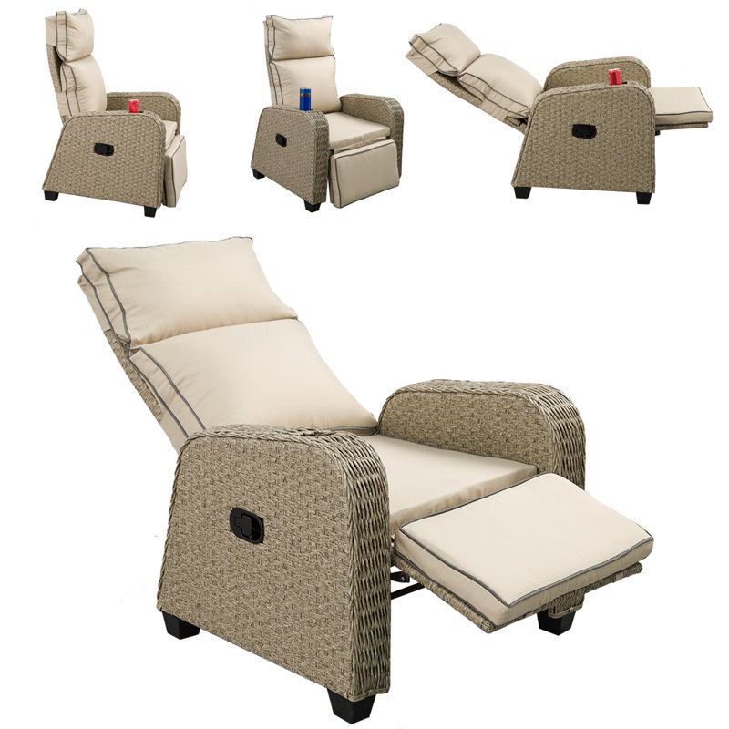 Essence Recliner Patio Chair With Cushion, Beige