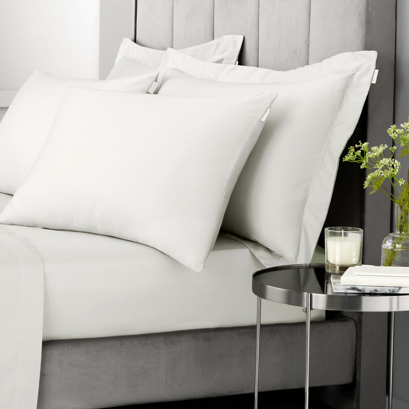 400 Thread Count 100% Cotton Sateen Fitted Sheet, Kingsize (5'), Cream