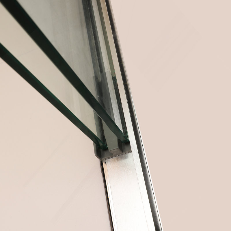 Shower Door 48" W x 76"H Semi-Frameless Bypass Sliding Shower Enclosure, 5/16 in. (8mm), Brushed Silver