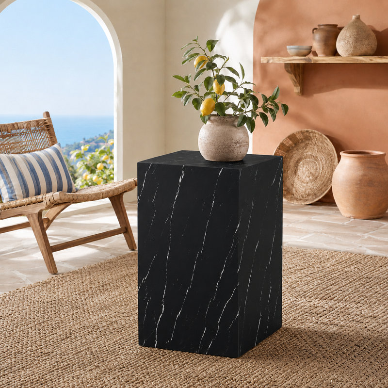 Table d'appoint contemporaine en panneau de fibres à densité moyenne à finition texturée pour table basse, Black