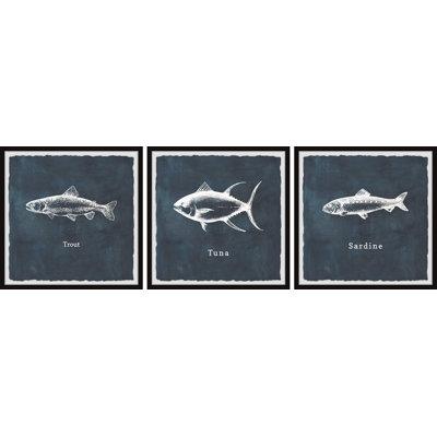 Thatcham Tuna And Sardine by Marmont Hill - 3 Piece Picture Frame Print Set