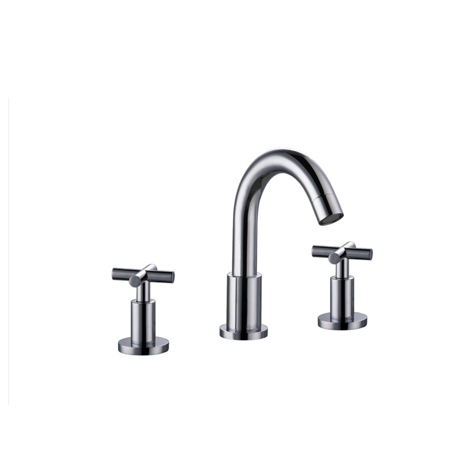 Deck Mounted Widespread Bathroom Faucet with Drain Assembly Dawn USA 