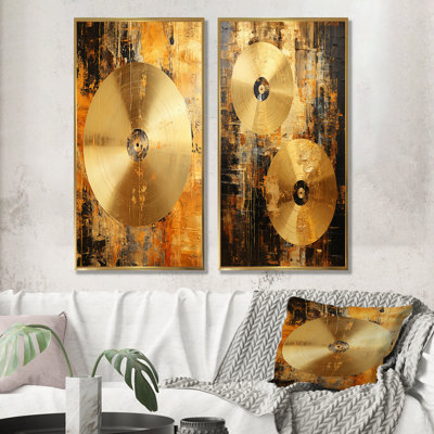 Cymbal Symphony Gilded - Music Wall Art Prints Set Of 2