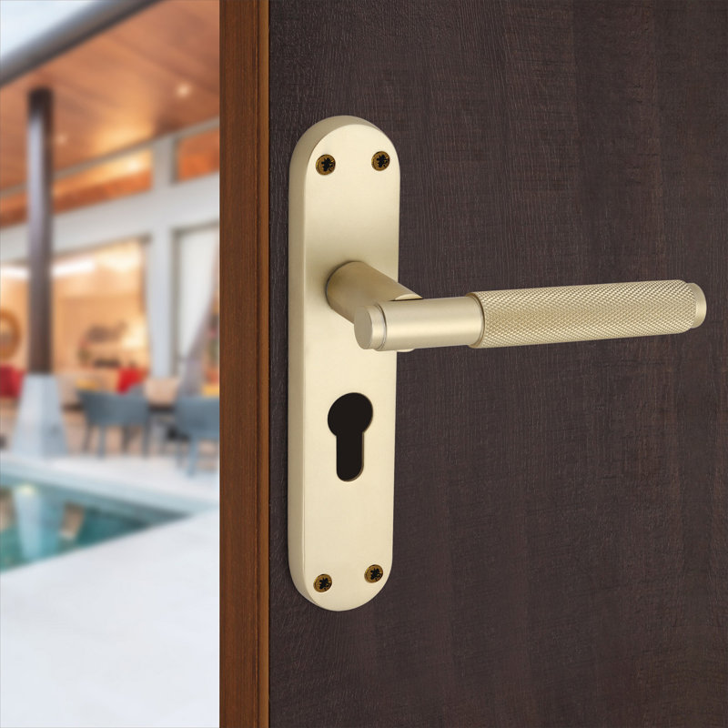 Connaught Knurled Lever on Backplate Euro Satin Brass