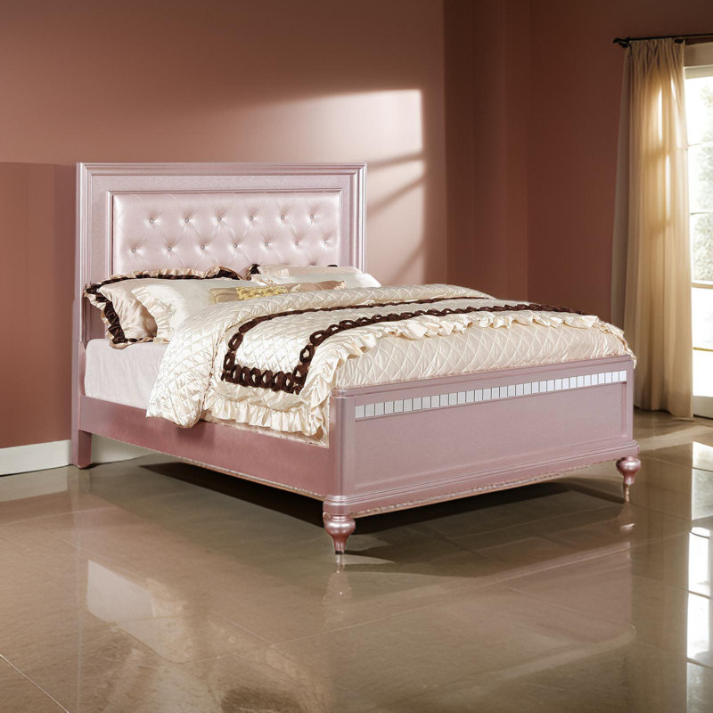 Grand lit plateforme Aileen, Rose