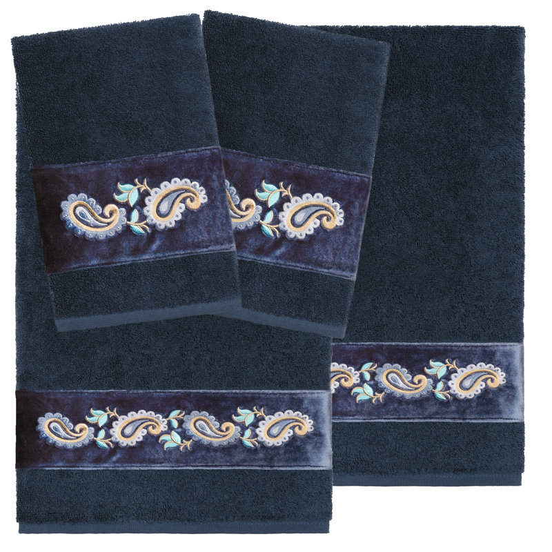  4 Piece 100% Turkish Cotton Towel Set, Navy