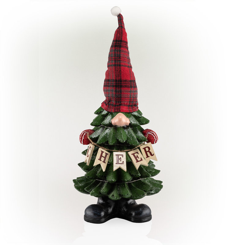 Dulcet 28"H Polyresin Christmas Tree Gnome Decoration With Color Changing Led Lights, Multicolor