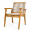 Ensemble de 2 chaises de salle à manger d'extérieur, structure en bois au fini teck et corde brune, style cour naturelle, capacité de 400 lb