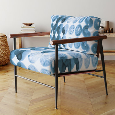 Chaise avec accoudoirs rembourrée contemporaine Streep Indigo Watercolor