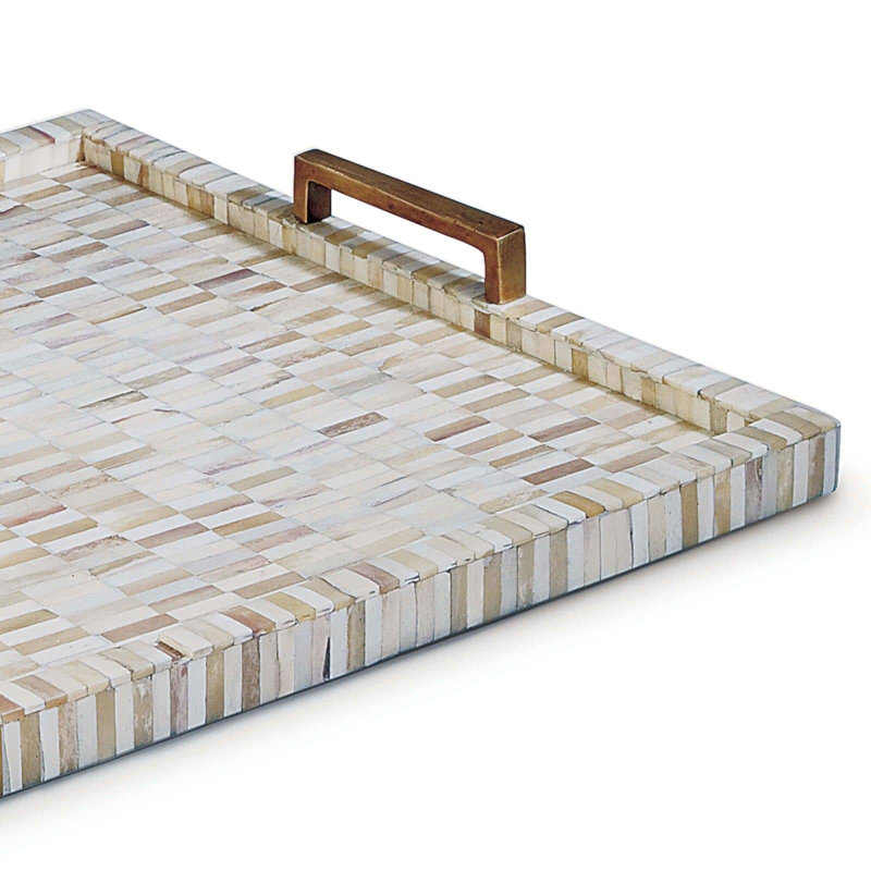 Multi-Tone Bone and Brass Rectangular Serving Tray