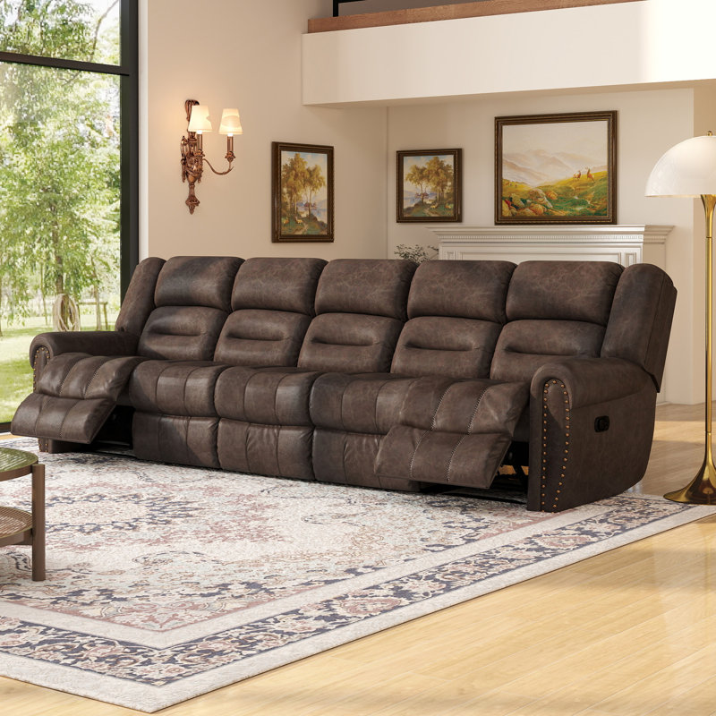 Canapé modulaire inclinable en cuir 129,6 po, Gray