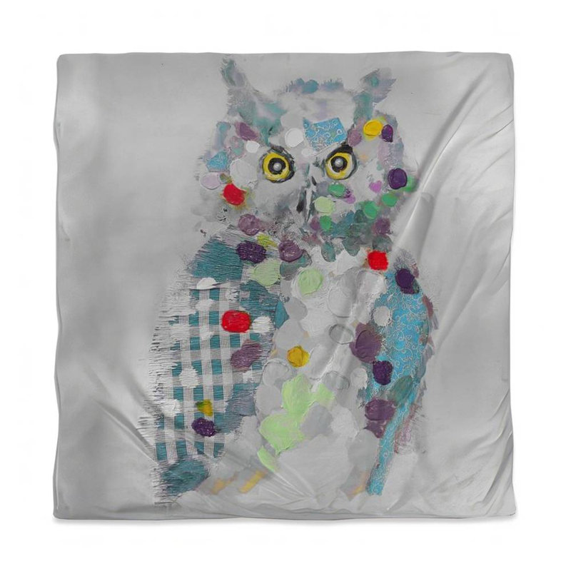 Housse de couette grise | Hibou texturé abstrait - Décoration intérieure