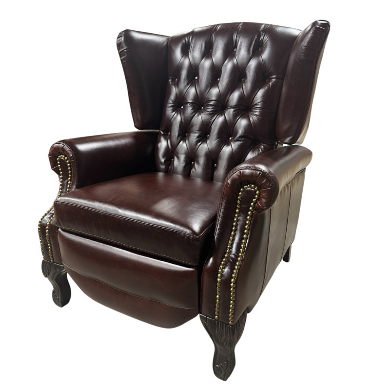 Chesterfield Push Back Recliner Leather