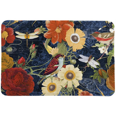 Tapis en mousse à mémoire de forme à motif floral rétro de tienne