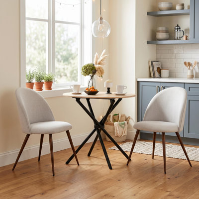 Maycel 3-Pieces 31.5" Round Dining Table Set with 2 Upholstered Chairs for Small Space Dining Room
