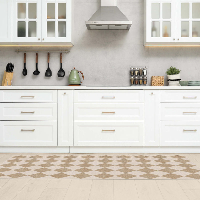 Tapis beige facile à nettoyer Farm, Rectangle 2 pi x 8 pi